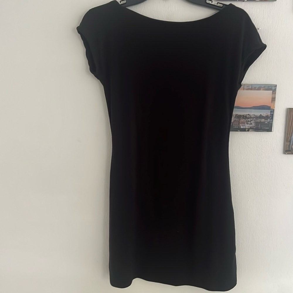 free people open back black mini dress